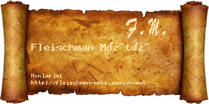 Fleischman Máté névjegykártya